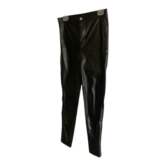 NWT Wet Seal Faux Black Pleather Straight Leg Pants Medium - Picture 5 of 14